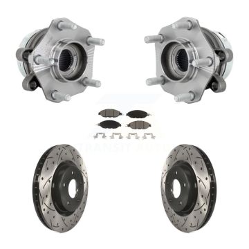 Front Hub Bearing Assembly Coated Drilled Slotted Brake Rotor & Pad Kit For Nissan Murano KBB-131344