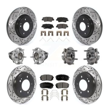 Front Rear Hub Bearing Coated Brake Rotor & Pad Kit (10Pc) For Kia Forte Hyundai Veloster KBB-131347