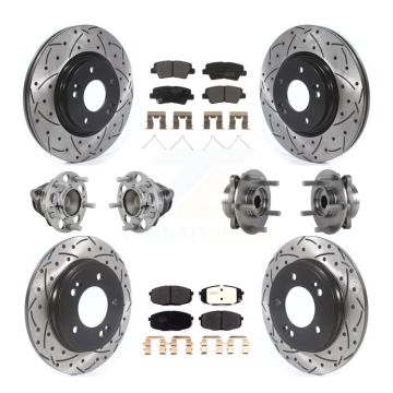 Front Rear Hub Bearing Coated Disc Brake Rotor And Pad Kit (10Pc) For 2020 Kia Forte 1.6L KBB-131348
