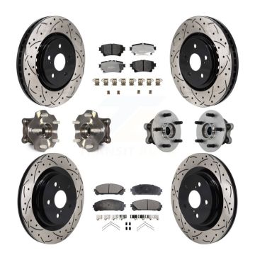 Front Rear Hub Bearing Coated Brake Rotor Pads Kit (10Pc) For 2021-2023 Toyota Sienna AWD KBB-131358