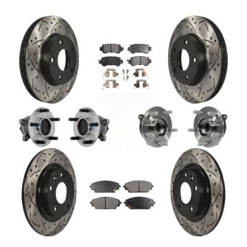 Front Rear Hub Bearing Coated Brake Rotor And Pad Kit (10Pc) For 2016-2018 Mazda CX-3 FWD KBB-131369