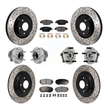 Front Rear Hub Bearing Coated Brake Rotor And Pad Kit (10Pc) For 2016-2021 Mazda CX-9 FWD KBB-131371