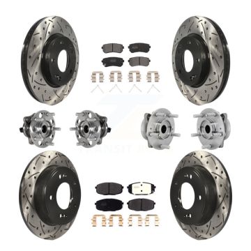 Front Rear Hub Bearings Coated Disc Brake Rotors And Pads Kit (10Pc) For Hyundai Kona KBB-131374