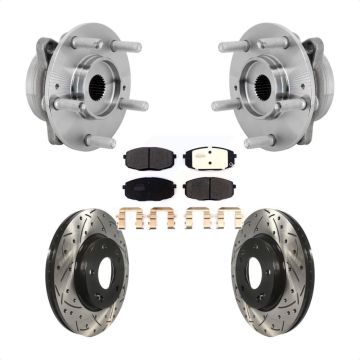 Front Hub Bearing Assembly Drilled Slot Brake Rotor & Pad Kit For Hyundai Kona Kia Seltos KBB-131386