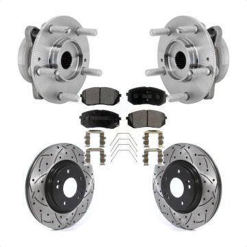 Front Hub Bearing Assembly Drilled Slot Brake Rotor & Pad Kit For Hyundai Kona Kia Seltos KBB-131387