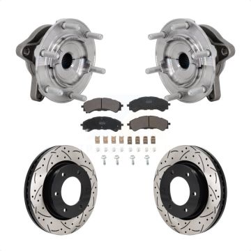 Front Hub Bearing Assembly Drilled Slot Brake Rotor Pad Kit For 2019-2023 Ford Ranger 4WD KBB-131391