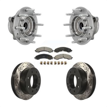 Front Hub Bearing Drill Slot Brake Rotor Pad Kit For GMC Chevrolet Silverado 2500 HD 3500 KBB-131393