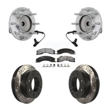 Front Hub Bearing Drilled Slot Brake Rotor Pads Kit For GMC Chevrolet Sierra 2500 HD 3500 KBB-131405