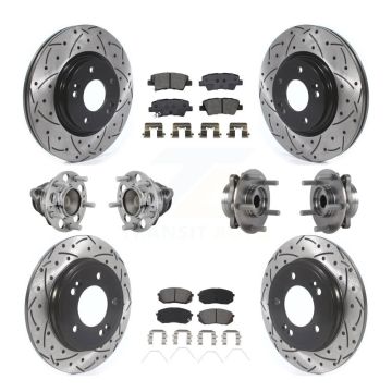 Front Rear Hub Bearing Coated Brake Rotor & Pad Kit (10Pc) For Kia Forte Hyundai Veloster KBB-131424