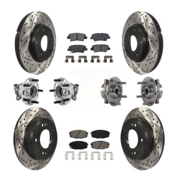 Front Rear Hub Bearing Coated Brake Rotor Pad Kit (10Pc) For Kia Forte Hyundai Elantra GT KBB-131426