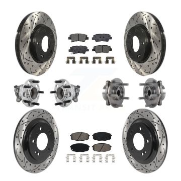 Front Rear Hub Bearing Coated Disc Brake Rotor And Pads Kit (10Pc) For Hyundai Elantra GT KBB-131427