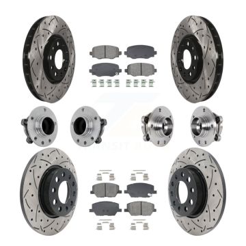 Front Rear Hub Bearing Coated Brake Rotor Pads Kit (10Pc) For Jeep Renegade Fiat 500X FWD KBB-131430