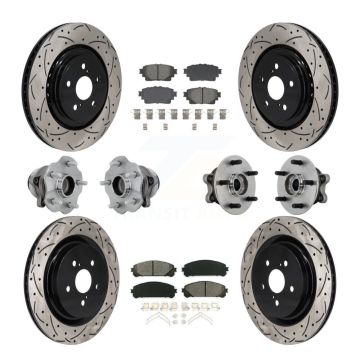 Front Rear Hub Bearing Coated Brake Rotor Pads Kit (10Pc) For 20-22 Toyota Highlander FWD KBB-131438