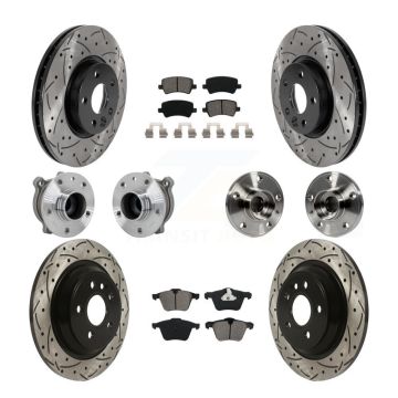 Front Rear Hub Bearing Assembly Coated Disc Brake Rotor And Pads Kit (10Pc) For Volvo V70 KBB-131443