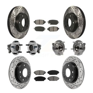 Front Rear Hub Bearing Coated Brake Rotor And Pad Kit (10Pc) For 2019-2021 Mazda CX-3 FWD KBB-131454