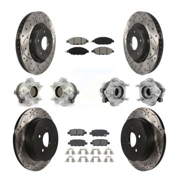 Front Rear Hub Bearing Coated Disc Brake Rotors And Pads Kit (10Pc) For Nissan Murano FWD KBB-131456