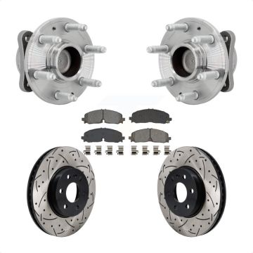 Front Hub Bearing Drilled Slot Brake Rotor Pads Kit For Chevrolet Colorado GMC Canyon RWD KBB-131458