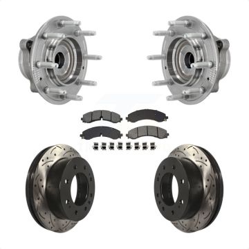 Front Hub Bearing Drill Slot Brake Rotor Pad Kit For GMC Chevrolet Silverado 2500 HD 3500 KBB-131462