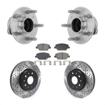 Front Hub Bearing Assembly Coated Drilled Slot Brake Rotor & Pad Kit For Chevrolet Camaro KBB-131463