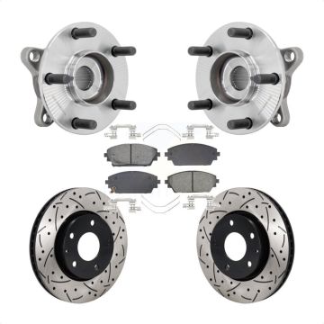 Front Hub Bearing Assembly Coat Drill Slot Brake Rotor Pads Kit For 2021-2022 Mazda 3 FWD KBB-131466