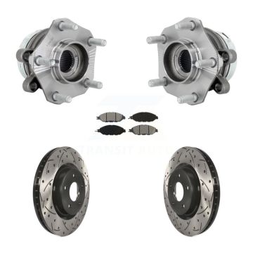 Front Hub Bearing Assembly Coated Drilled Slotted Brake Rotor & Pad Kit For Nissan Murano KBB-131488