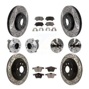 Front Rear Hub Bearing Coated Disc Brake Rotors And Ceramic Pads Kit (10Pc) For Volvo V70 KBB-131513