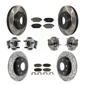 Front Rear Hub Bearing Coated Brake Rotor And Pad Kit (10Pc) For 2019-2021 Mazda CX-3 FWD KBB-131525