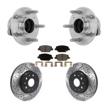 Front Hub Bearing Assembly Coated Drilled Slot Brake Rotor & Pad Kit For Chevrolet Camaro KBB-131535
