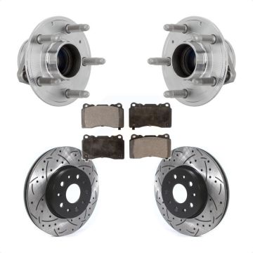 Front Hub Bearing Drilled Slot Brake Rotor Pads Kit For Chevrolet Camaro Cadillac CTS CT6 KBB-131536