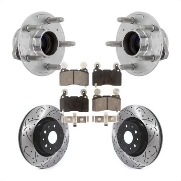 Front Hub Bearing Drilled Slot Brake Rotor Pads Kit For Chevrolet Camaro Cadillac CT6 CTS KBB-131541