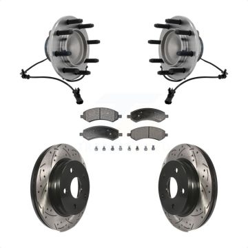 Front Hub Bearing Drilled Slot Brake Rotor & Pad Kit For Dodge Ram 1500 With 8 Lug Wheels KBB-131543