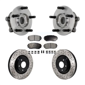 Front Hub Bearing Assembly Coated Drill Slot Brake Rotor Pad Kit For 2016-2023 Mazda CX-9 KBB-131545