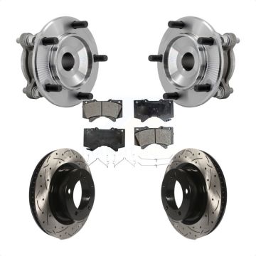 Front Hub Bearing Assembly Drilled Slot Brake Rotor Pad Kit For Toyota Tundra Sequoia RWD KBB-131549