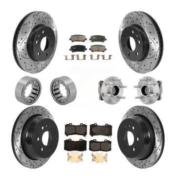 Front Rear Hub Bearing Coated Brake Rotor Pads Shoe Kit (10Pc) For Chevrolet Colorado GMC KBB-131564