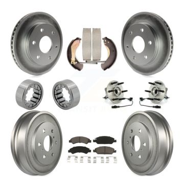 Front Rear Hub Bearing Coated Disc Brake Rotor & Pads Shoe Kit (10Pc) For GMC Sierra 1500 KBB-131568