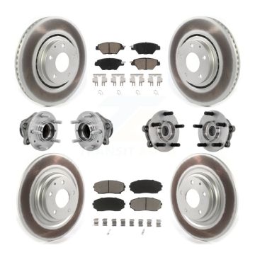 Front Rear Hub Bearing Coated Brake Rotor And Pad Kit (10Pc) For 2016-2021 Mazda CX-9 FWD KBB-131592