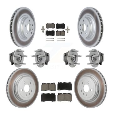 Front Rear Hub Bearings Coated Disc Brake Rotors And Ceramic Pads Kit (10Pc) For Tesla S KBB-131603