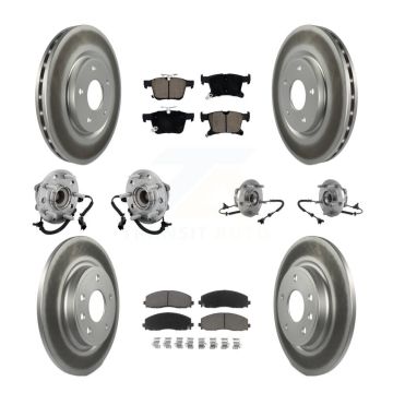 Front Rear Hub Bearing Coated Brake Rotor & Pads Kit (10Pc) For Chrysler Pacifica Voyager KBB-131611