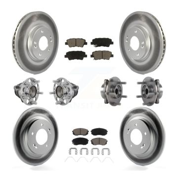 Front Rear Hub Bearing Coated Disc Brake Rotor And Pads Kit (10Pc) For Hyundai Elantra GT KBB-131623