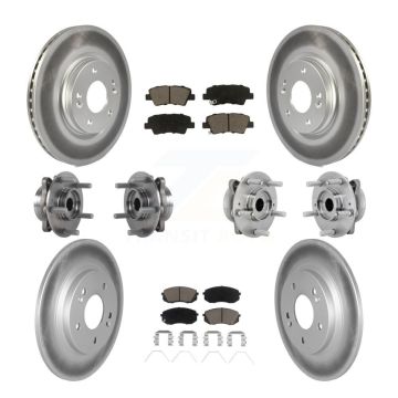 Front Rear Hub Bearing Coated Disc Brake Rotor & Pad Kit (10Pc) For 2022 Hyundai Kona AWD KBB-131637