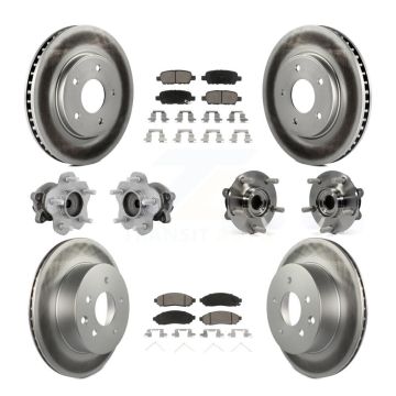 Front Rear Hub Bearing Coated Disc Brake Rotor & Pad Kit (10Pc) For 2011-2012 Nissan LEAF KBB-131638