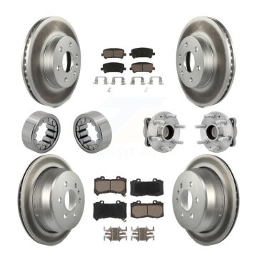 Front Rear Hub Bearing Coated Brake Rotor Pads Shoe Kit (10Pc) For Chevrolet Colorado GMC KBB-131712