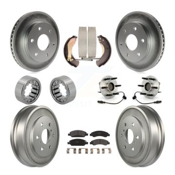 Front Rear Hub Bearing Coated Disc Brake Rotor & Pads Shoe Kit (10Pc) For GMC Sierra 1500 KBB-131715