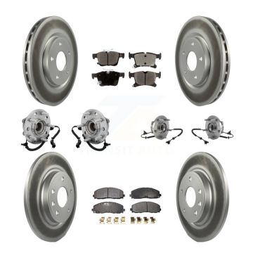 Front Rear Hub Bearing Coated Brake Rotor & Pads Kit (10Pc) For Chrysler Pacifica Voyager KBB-131717