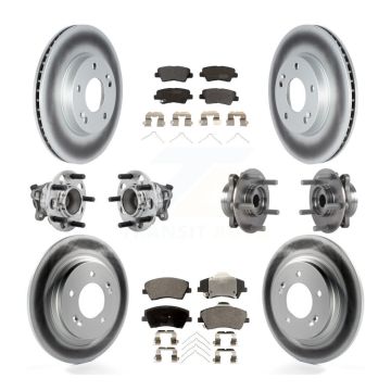 Front Rear Hub Bearings Coated Disc Brake Rotors And Pads Kit (10Pc) For Hyundai Ioniq KBB-131726
