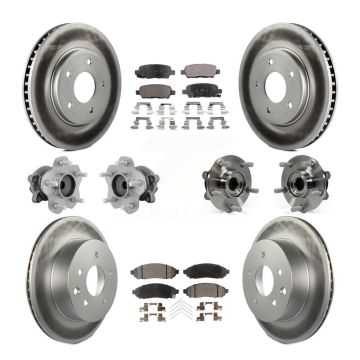Front Rear Hub Bearing Coated Disc Brake Rotor & Pad Kit (10Pc) For 2011-2012 Nissan LEAF KBB-131727