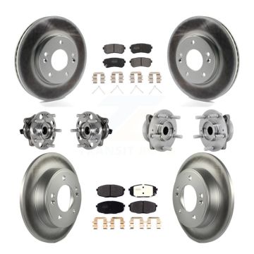 Front Rear Hub Bearings Coated Disc Brake Rotors And Pads Kit (10Pc) For Hyundai Kona KBB-131752