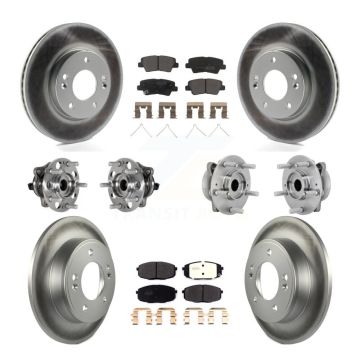 Front Rear Hub Bearing Coat Brake Rotor Pads Kit (10Pc) For 22 Hyundai Kona FWD with 2.0L KBB-131756