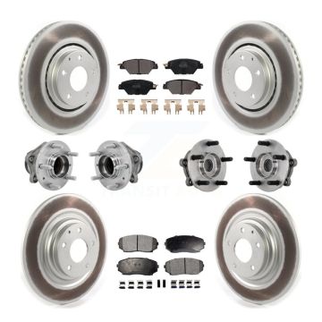 Front Rear Hub Bearing Coated Brake Rotor And Pad Kit (10Pc) For 2016-2021 Mazda CX-9 FWD KBB-131759