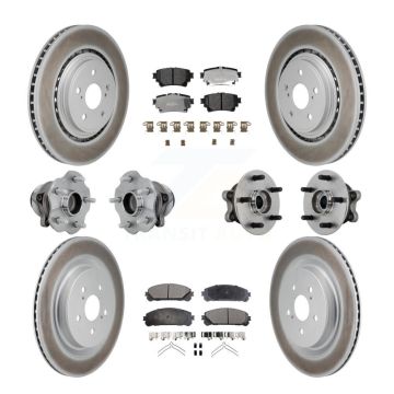 Front Rear Hub Bearing Coated Brake Rotor Pads Kit (10Pc) For 20-22 Toyota Highlander FWD KBB-131766